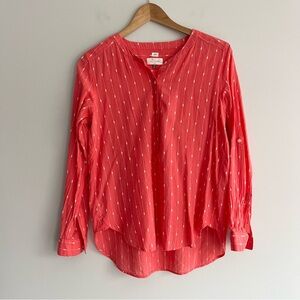 LOFT The Softened Pink and White Striped Shirt Blouse Geometric Design Small